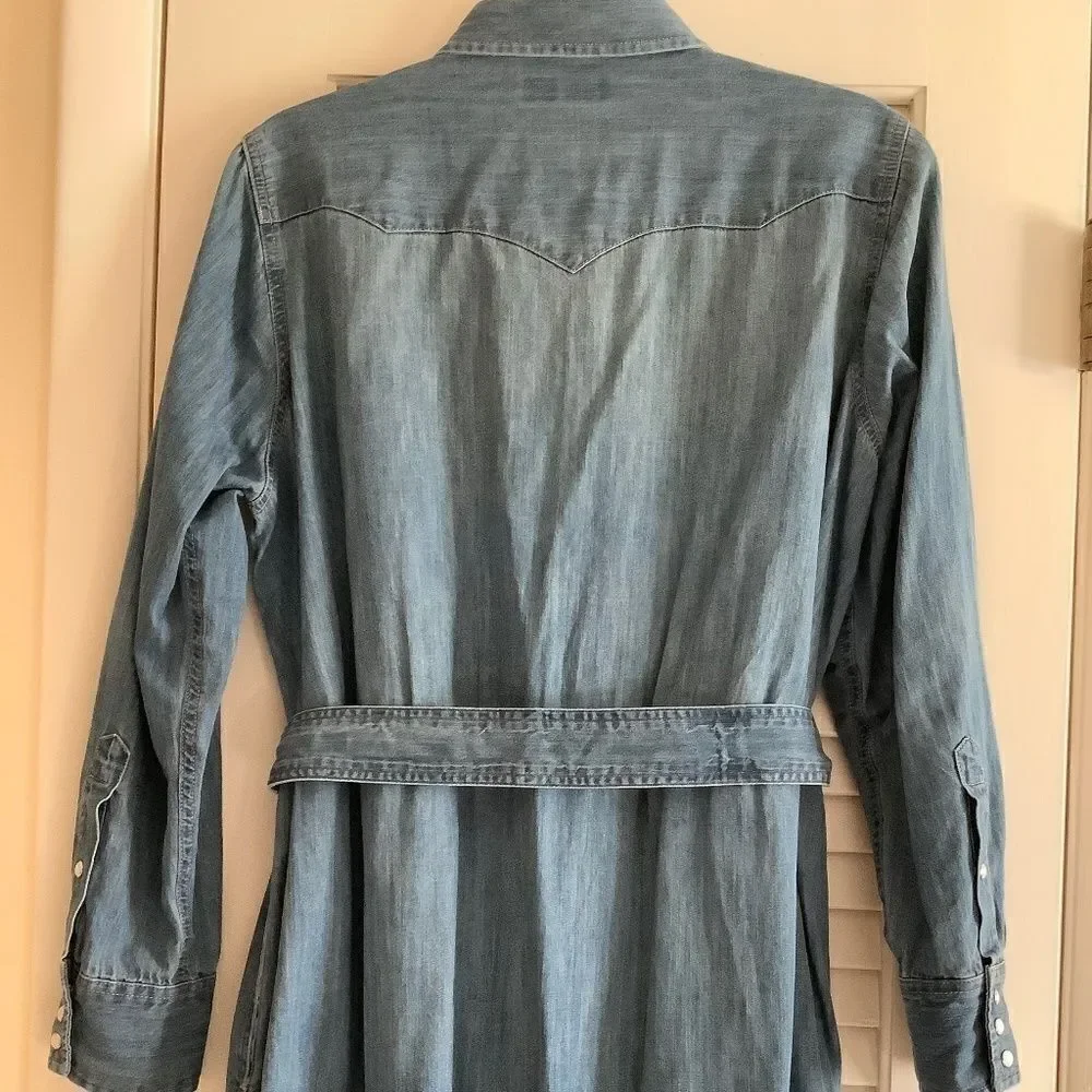 LAUREN RALPH LAUREN BLUE WASH DENIM BUTTON DOWN COTTON SHIRTDRESS SIZE U…